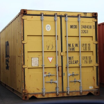 A yellow shipping container.