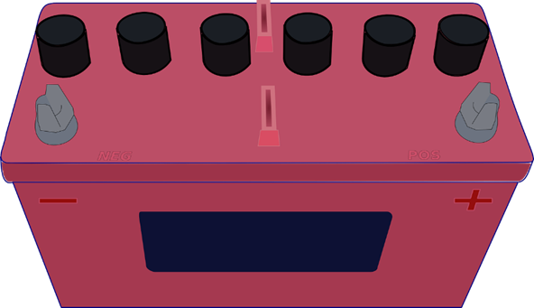 A red car battery (from Pixabay)
