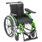 A Hemi wheelchair, with a green frame.
