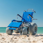 A blue beach wheelchair.